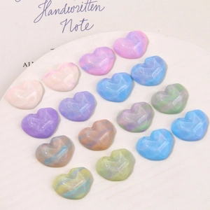 Cœurs en résine à paillettes pour bricolage et accessoires de cheveux en couleurs variées
