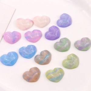Cabochons de cœur en résine scintillante avec effet marbre pour bricolage de coques