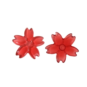 Translucent red cherry blossom resin flower charms with golden glitter for DIY crafts