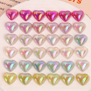 Aurora Iridescent Resin Heart Square DIY Charms Glitter Mermaid Pearlescent Flatback Accessories For Hair Clips Phone Case Decoration