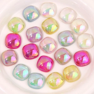 Iridescent aurora resin square cabochons for DIY earring and jewelry making projects