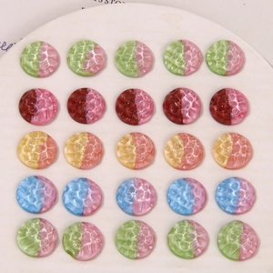 Vintage Dreamy Quicksand Glitter Resin Flatback Cabochon Hammered Texture Round DIY Accessory For Earring Hairclip Phone Case