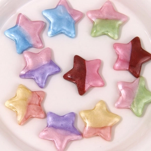 Glittery dual-color resin star charms in pastel macaron tones for DIY jewelry crafts