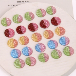Glittering two-tone resin round charms with hammered texture for DIY jewelry making