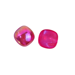 Pearlescent rose pink geometric resin patches with glitter and aurora finish for DIY crafts