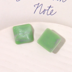 Square light green resin studs with glitter glaze finish for DIY jewelry crafts