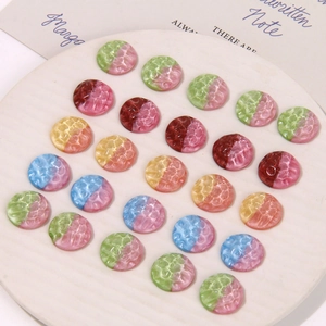 Sparkly glitter resin round patches with hammered texture for DIY jewelry and hair accessories