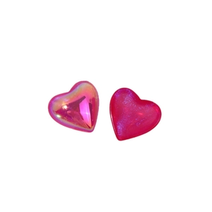 Pearlescent heart resin charms with glitter and holographic gradient for DIY crafts