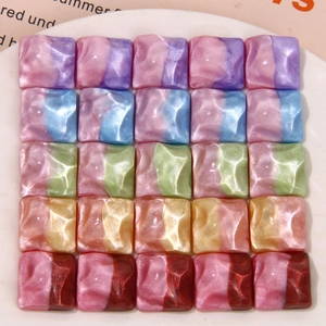 Dreamy Glitter Square Water Ripple Resin Cabochon For DIY Earring Headwear Craft Jewelry Making Handmade Accessories