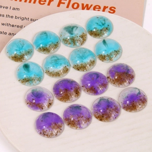 Two-tone resin cabochons with beach sand effect for DIY crafts and hair accessories