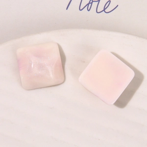Square pearlescent resin DIY jewelry accessory in soft pink with marble glitter finish