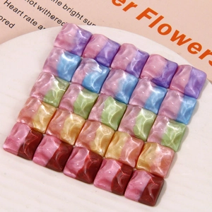 Glittery square water ripple resin charms for DIY jewelry and hair accessories set of 25