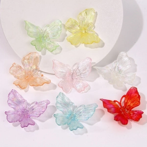 Iridescent translucent butterfly acrylic accessories in vibrant colors for DIY jewelry making