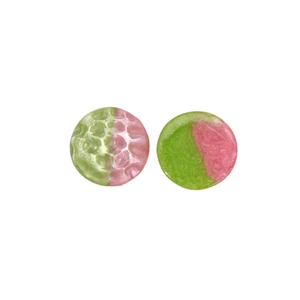 Pink and green resin round charms with textured honeycomb surface for DIY earrings