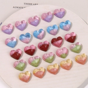Starry gradient heart-shaped resin charms for DIY earrings and hair accessories