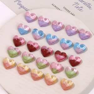 Pearlescent gradient heart-shaped resin beads for DIY earring and jewelry making