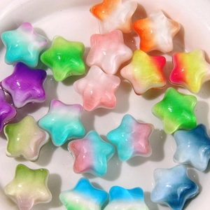 Cuentas de Resina en Forma de Estrella 3D Color Degradado Accesorios para Hacer Joyas DIY para Pendientes Horquillas Colgante Artesanía