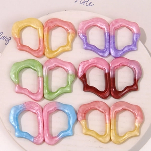 DIY Irregular Hollow Resin Jewelry Findings Gradient Pearlescent Glitter Connector For Earrings Hair Accessories Making Material