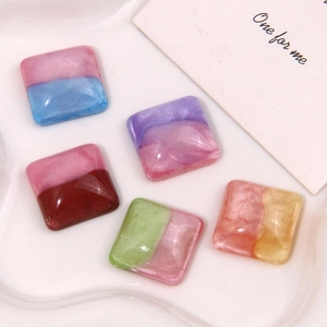 Square resin cabochons with starry glitter gradient for DIY jewelry and crafts