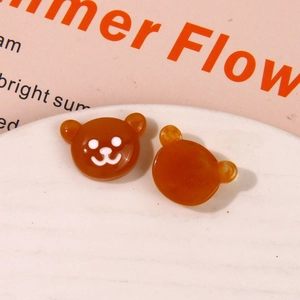 Cute brown resin bear flatback charms for DIY earrings and phone case jewelry making