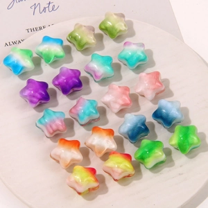 Set de 20 cuentas de estrella 3D con degradado para creación de joyas y accesorios DIY