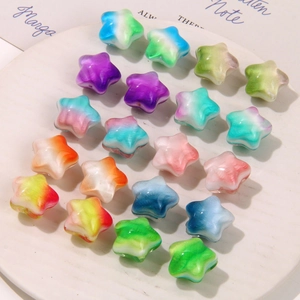 Cuentas de estrella 3D translúcidas de colores con degradado para joyas DIY y pelo