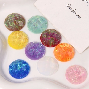 Set of 9 colorful geometric resin charms with iridescent glitter for DIY jewelry making