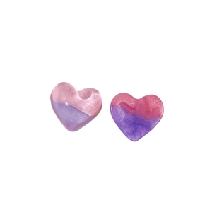 Starry gradient resin heart charms with glitter finish for DIY jewelry and hair accessories