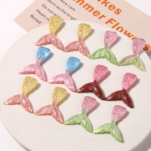 Glittering resin mermaid tail charms for DIY shoe decoration in vibrant gradient colors