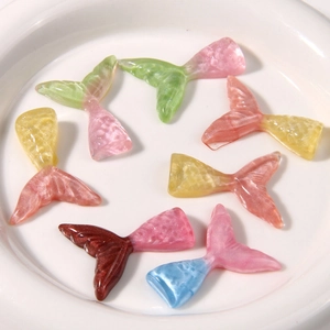 Glittery gradient resin mermaid tail charms for DIY crafts and shoe decoration