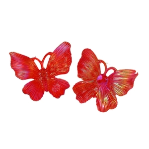 Fairy style iridescent AB gradient butterfly resin acrylic jewelry accessories in red and orange