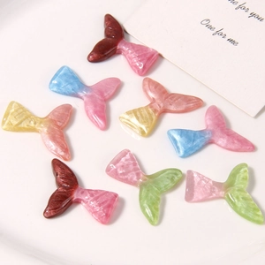 Sparkling gradient resin mermaid tail charms for DIY jewelry and hair accessories