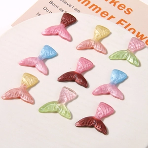 Glitter gradient mermaid tail resin charms in mixed pastel colors for DIY jewelry making