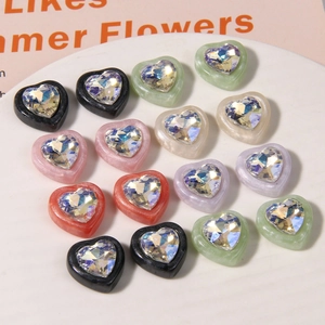 Colorful resin heart charms with rhinestones for DIY crafts and jewelry making
