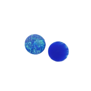 Set of round starry sky resin cabochons in bright blue with gold foil and cobalt blue