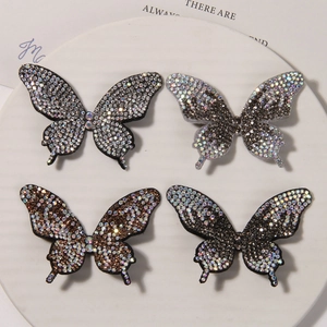 3D Rhinestone Butterfly Charms For DIY Hair Accessories Sparkling Resin Butterfly Patch For Shoe Decorations Craft Supplies
