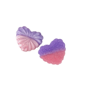Glitter heart resin charms with gradient purple pink finish for DIY earring accessories
