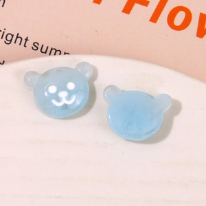 Cute light blue resin bear charms with marble effect for DIY earrings and hair accessories