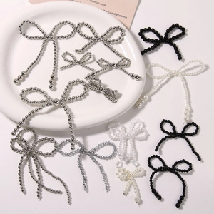 Handmade Acrylic Artificial Pearl Bow Shoe Buckles DIY Jewelry Making Bowknot Tassel Charms For Women Shoes Clothing Decoration