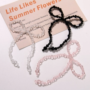 Handmade crystal beaded bow accessories in white, black and pink for DIY jewelry making