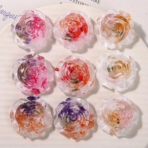 Charm en Résine Fleur de Rose avec Fleur Séchée DIY Patch pour Épingle à Cheveux et Chaussure Accessoire de Bijouterie Artisanale