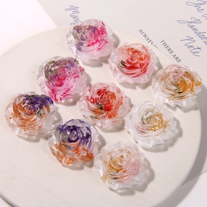 Charm's fleurs en résine colorée avec fleurs séchées pour bijoux DIY et accessoires