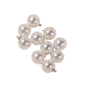 Polished round pearl pendants with silver metal loops for DIY jewelry making