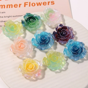 DIY glowing blue resin rose charms with glitter for jewelry and shoe decoration
