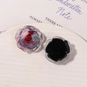 Macro di rose in resina 3D con glitter viola e rosa per creazione di gioielli fai da te