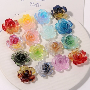 Luminous resin rose flower charms for DIY shoes and accessories in vibrant mixed colors