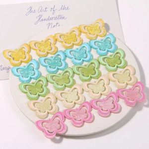 Glitter butterfly charms in pastel macaron colors for DIY shoe accessories and jewelry