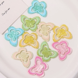 Macaron color butterfly charms with star glitter and hollow design for DIY shoe accessories