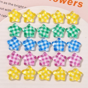 Resin Gingham Star DIY Patch Dopamine Colorful Star Charms For Jewelry Earring Hair Accessory Making Sweet Polished Craft Patch