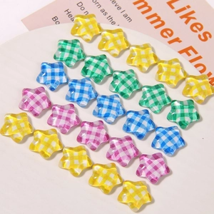 Colorful checkered resin star charms for DIY earrings and hair accessories set